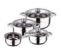 casserole Ø16 x 7,5 cm avec couvercle de Ø18 x 8,5 Ø 20 x 9,5 et Ø24 x 11,5 cm, induction, collection Cassel, 7 pièces