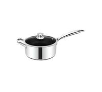 Casserole 24cm Antiadhésif Revêtement Nid d'Abeille avec Couvercle Cheffinger Argent