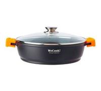 Casserole 24cm, Induction, Couvercle en Verre, Antiadhésive, Fonte d'Aluminium, Wecook, Ecochef, , Noir Noir G