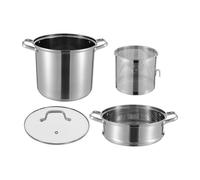 casserole 28cm, Casserole double en acier inoxydable, Cuisine Casserole avec couvercle en verre