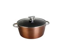 WECOOK! Professional Casserole Profonde 28cm Induction, Couvercle en Verre, Antiadhésive Écologique sans PFOA, Aluminium Forgé, Épaisseur 2,8mm, Copper, Poignées en Acier Inox., Vitrocéramique, Four