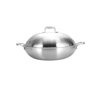 Casserole, 304 Acier Inoxydable Wok Poêle Double Oreilles Non Enduit Grand Wok Ménage Cuisinière À Induction Gaz