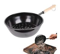 Casserole à charbon de bois, pour barbecue, avec poignée en bois, démarreur à charbon de bois, fond creux pour barbecue et barbecue en plein air
