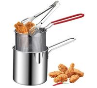 Casserole à frire portable anti-adhérence, de contrôle de l'huile, récipient profond résistant à la chaleur, ustensiles de cuisine en acier inoxydable pour chips de poulet frits, copeaux de