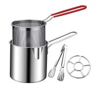 Casserole à friteuse en acier inoxydable avec panier à tamis | Friteuse Avec Couvercle Pour Filet De Poulet Ailes Dessert Foodtruck Restaurant