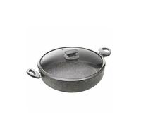 Casserole à induction antiadhésive avec couvercle - casserole avec 2 poignées ergonomiques Soft Touch et couvercle, revêtement 7 couches, compatible avec tous les plateaux de cuisson, 28 cm, fabriqué