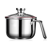 Casserole à lait à induction de 14 cm, 1,25 l, avec bec verseur, casserole en acier inoxydable avec couvercle en verre, casserole universelle en acier inoxydable, passe au lave-vaisselle, double paroi