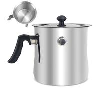 Casserole à lait de 1,5 l, avec couvercle et sifflet, double paroi, avec bec verseur, convient au bain-marie et à l'induction (acier inoxydable)