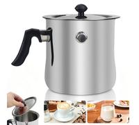 Casserole à lait de 1,5 l avec couvercle, mijoteuse avec sifflet, double paroi avec poignée en bakélite, pot à pudding en acier inoxydable, marmite bain-marie avec fonction sifflet et poignée en