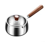 Casserole à lait en acier inoxydable 304 avec poignée en bois pour plaque à induction, cuisinière à gaz et électrique, chauffe-chocolat (1200 ml)