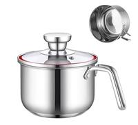 Casserole à lait en acier inoxydable avec couvercle, 1,25 l, pour induction, pudding, casserole à lait, avec couvercle en verre, convient à tous les types de feux, 14,5 x 10 cm