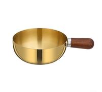Casserole à lait en acier inoxydable avec fond plat et poignée en bois pour plaque électrique à induction, gaz, pour ramen, nouilles, soupe, lait, café, beurre (16 cm)