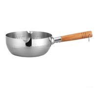 Casserole à lait en acier inoxydable avec poignée en bois 430 pour induction gaz électrique style japonais antiadhésive pour cuisiner et chauffer Argenté 35 x 18 x 8 cm