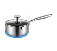Casserole à lait en acier inoxydable - Casserole de cuisson de 20 cm, pot antiadhésif, anti-rouille, avec couvercle pour cuisinière à gaz à induction et cuisinières électriques pour faire bouillir le