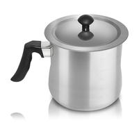 Casserole à lait en acier inoxydable de 2 l, à double paroi, avec poignée en plastique antidérapante, argentée, excellente qualité, pour réchauffer le lait au bain-marie