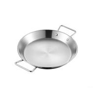 Casserole à paella à fond plat en acier inoxydable avec double poignées ergonomiques, extérieur finition miroir, intérieur mat, pour cuisson de la paella sur cuisinière ou four (26 cm)