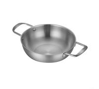 Casserole à paella en acier inoxydable 20/24/28 cm avec double poignée pour cuisinière et four, poêle à fond plat compatible avec gaz, induction, convient pour paella, soupes, ragoûts (argenté 24 cm)