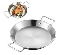 Casserole à paella en acier inoxydable à fond plat avec double poignée résistante à la chaleur pour soupes, ragoûts, risottos et grande cuisine (24 cm)