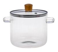 Casserole à Simmer en Verre Borosilicaté Résistant à la Chaleur 1.6L avec Couvercle pour Cuisson au Plaque