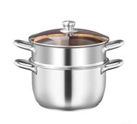 Casserole à soupe en acier inoxydable 304 avec double poignée, base épaisse pour plaques de cuisson à induction, cocotte de cuisine de 5 litres pour ragoûts (A)