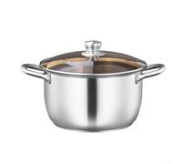 Casserole à soupe en acier inoxydable 304, capacité de 5 L, design double oreille, marmite épaisse, pour la cuisson à la vapeur, la fabrication de goulasch, poignée en acier (A)