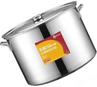 Casserole à soupe en acier inoxydable avec couvercle - Matériau 304 durable et épais, idéal pour cuisinière à gaz et cuisinière à induction, parfaite pour la cuisine commerciale et domestique