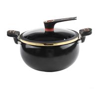 Casserole à soupe en fonte avec poignée coulissante et mini option de cuisson sous pression pour la conservation des saveurs (8 L, noir)
