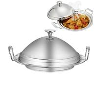 Casserole à tajine marocaine en acier inoxydable avec couvercle conique - 28 cm - 2 poignées