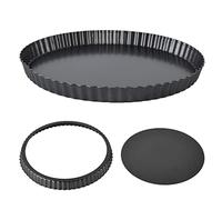 Casserole à Tarte, Poêle de Quiche en Acier en Carbone avec Un Moule à Tarte de Boulange à Tarte Profonde à Fond Amovible pour Tartes Tartes Quiches Brownies, (27.5cm)