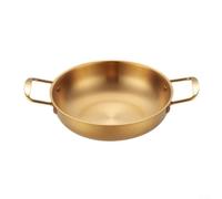 Casserole Acier Inoxydable Fond Plat 24cm pour Paella et Ragoûts - Poêle Double Anse Résistante Haute Température(Gold 24CM)