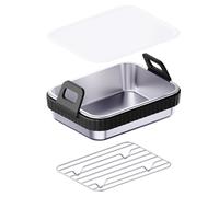 Casserole Airfryer - 20x15x5.5 centimètre, couvercle en maille en acier inoxydable, outils résistants à la chaleur | Aliments sains libération culinaire pâtisserie accessoire de chef professionnel