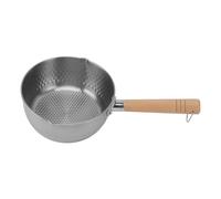 Casserole Antiadhésive en Acier Inoxydable, 18 cm, Double Bec Verseur, Poignée en Bois, Pour Soupe et Nouilles