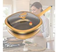 Casserole Antiadhésive en Alliage de Titane avec Couvercle, Poêle de Titane, Poêle à Frire Antiadhésive, Poêle à œufs, Poêle à Crêpes pour la Cuisine et la Pâtisserie