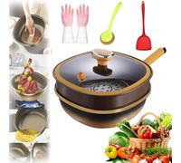 Casserole Antiadhésive en Alliage de Titane de 12 pouces avec Couvercle, Poêle à Sauter Profonde 30 x 10 CM, Poêles en Titane pour la Cuisine (Kessel * Deckel * Dampfer)