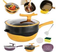 Casserole antiadhésive en alliage de titane de 30,5 cm avec couvercle et cuiseur vapeur - Casseroles et poêles en titane antiadhésives, sauteuse profonde multifonction pour la cuisine, fournitures de