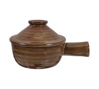 Casserole Antiadhésive en Terre Cuite avec Couvercle, Poignée Unique | Marron, Facile à Nettoyer et Résistante à Chaleur, pour Soupe et Ragoût, Usage Domestique