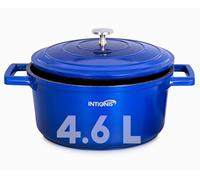 casserole avec couvercle, Aluinimum, heavy duty, plus léger que la fonte, faitout à induction, résistant au four (blue, 24 cm)