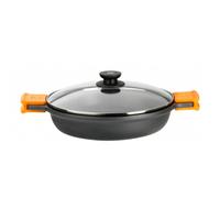 BRA Efficient | Faitout Bas 40 cm , Fonte D'Aluminium, avec Antiadhésif Platiunm Plus sans PFOA, avec Couvercle en Verre et Anses en Silicone Démontables, Tous Feux Dont Induction