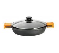 BRA Efficient | Faitout Bas 16 cm , Fonte D'Aluminium, avec Antiadhésif Platiunm Plus sans PFOA, avec Couvercle en Verre et Anses en Silicone Démontables, Tous Feux Dont Induction