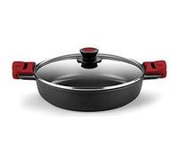 BRA Premiere | Casserole Basse de 28 cm en Fonte d'Aluminium, 3 Couches, Revêtement Antiadhésif Renforcé, 2 Poignées Amovibles en Silicone | Convient à Tous les Types de Plaques de Cuisson