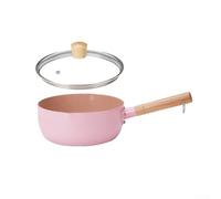 Casserole avec couvercle, petite casserole antiadhésive pour chauffage du lait, casserole à soupe avec poignée froide, bec verseur, revêtement en granit de pierre, compatible avec l'induction (rose,