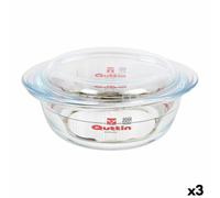 Casserole avec couvercle Quttin Glass 1,1 + 0,3 L (3 Unités)