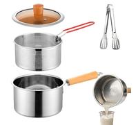 Casserole avec et couvercle, friteuse d'extérieur avec perforé, batterie de cuisine en acier inoxydable pour cuisine, salle à manger, frites, poulet, fruits de mer, poisson, crevettes