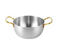 Casserole avec poignées pour ramen, soupe et nouilles en acier inoxydable ; design empilable et fond plat pour un chauffage efficace (20 cm)