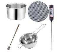 Casserole Bain-Marie - Acier Inoxydable | Kit Fonte Chocolat | Inclus Bol Intérieur Support Isolant Thermomètre Bâton D'Agitation Pour Bonbons Pâtisserie Confiserie Bricolage Usage