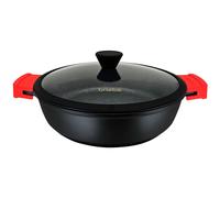 Casserole Basse Induction Antiadhésif Titane 28cm, Fonte d'Aluminium sans PFOA Noir Black Titanium