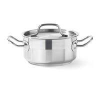 HENDI Marmite, basse, couvercle avec trous de vapeur, pot de cuisson, casserole, braisière, faitout, convient à toutes les sources de chaleur, lavable au lave-vaisselle, 2.8L, ø200x(H)90mm, inox