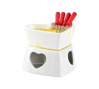 Casserole chauffante au beurre et au fromage avec 4 fourchettes - Tasse à fondue au chocolat en céramique - Tasse à fondue douce - Tasse à fondue pour le beurre - Tasse d'amour pour rendez-vous