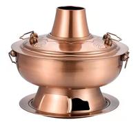 Casserole chinoise au charbon de bois, design divisé multi-personnes, batterie de cuisine en acier inoxydable facile à nettoyer pour les réunions de famille, 36 cm