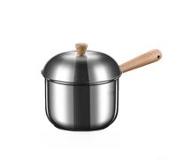 Casserole compacte en acier inoxydable avec poignée en bois - Portable pour mini casserole pour camping et voyage - Répartition rapide de la chaleur pour sauces (800 ml)